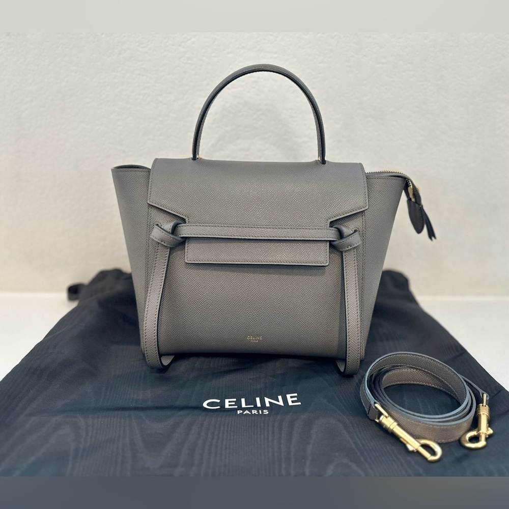 ❤️SOLD❤️ Auth CELINE Micro Grey Belt Bag in Grained Leather 9 x 8 IN - Picture 14 of 16